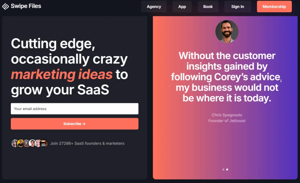 SwipeFiles email opt-in example - AccessAlly Swipe Files Email opt-in lead magnet idea