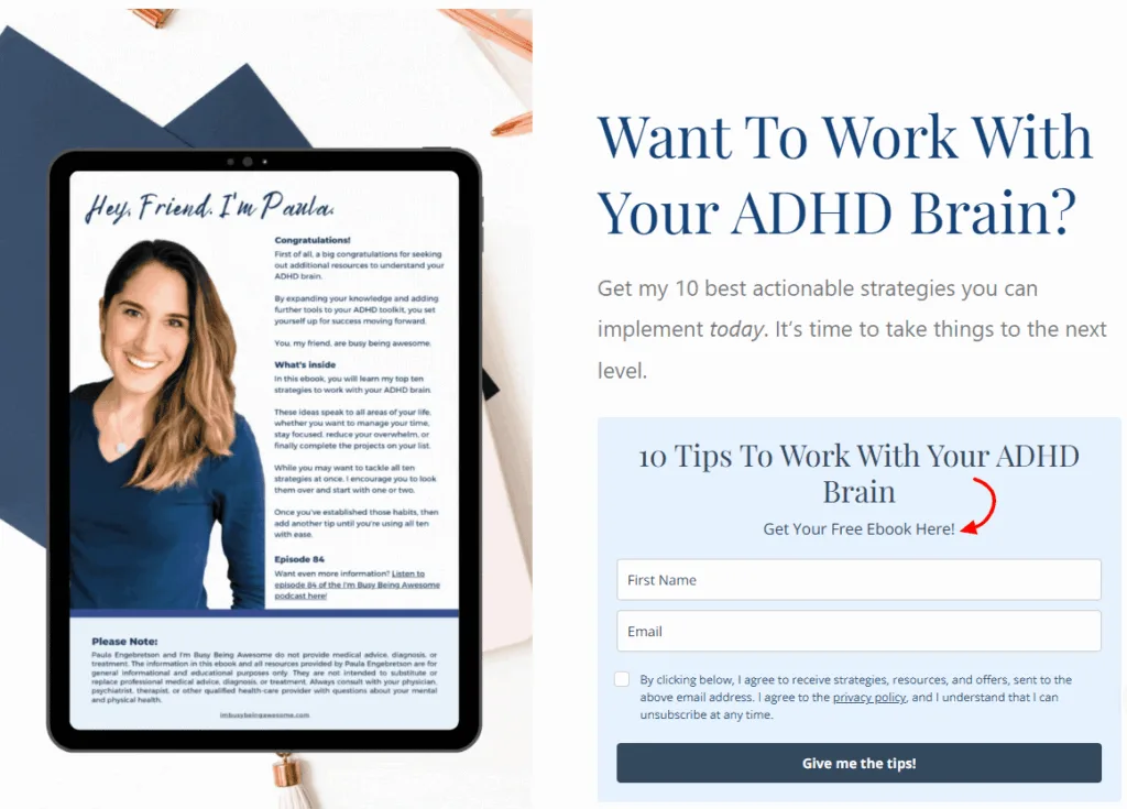 ebook lead magnet idea example - AccessAlly I'm Busy Being Awesome eBook Lead Magnet Example