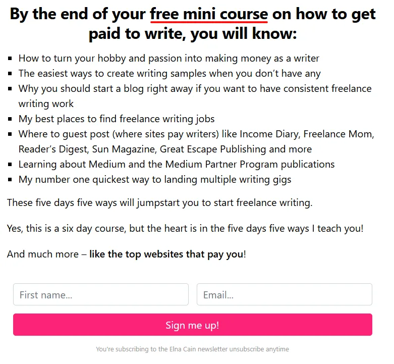 free mini course lead magnet idea example - AccessAlly Elna Cain Free Mini Course Lead Management Idea Example